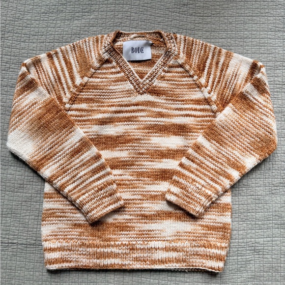 Bode Other - Bode Tan & Off-White Mystic Hand-Knit V-Neck Sweater